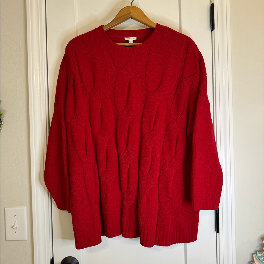 J Jill Red Cable Knit  Sweater